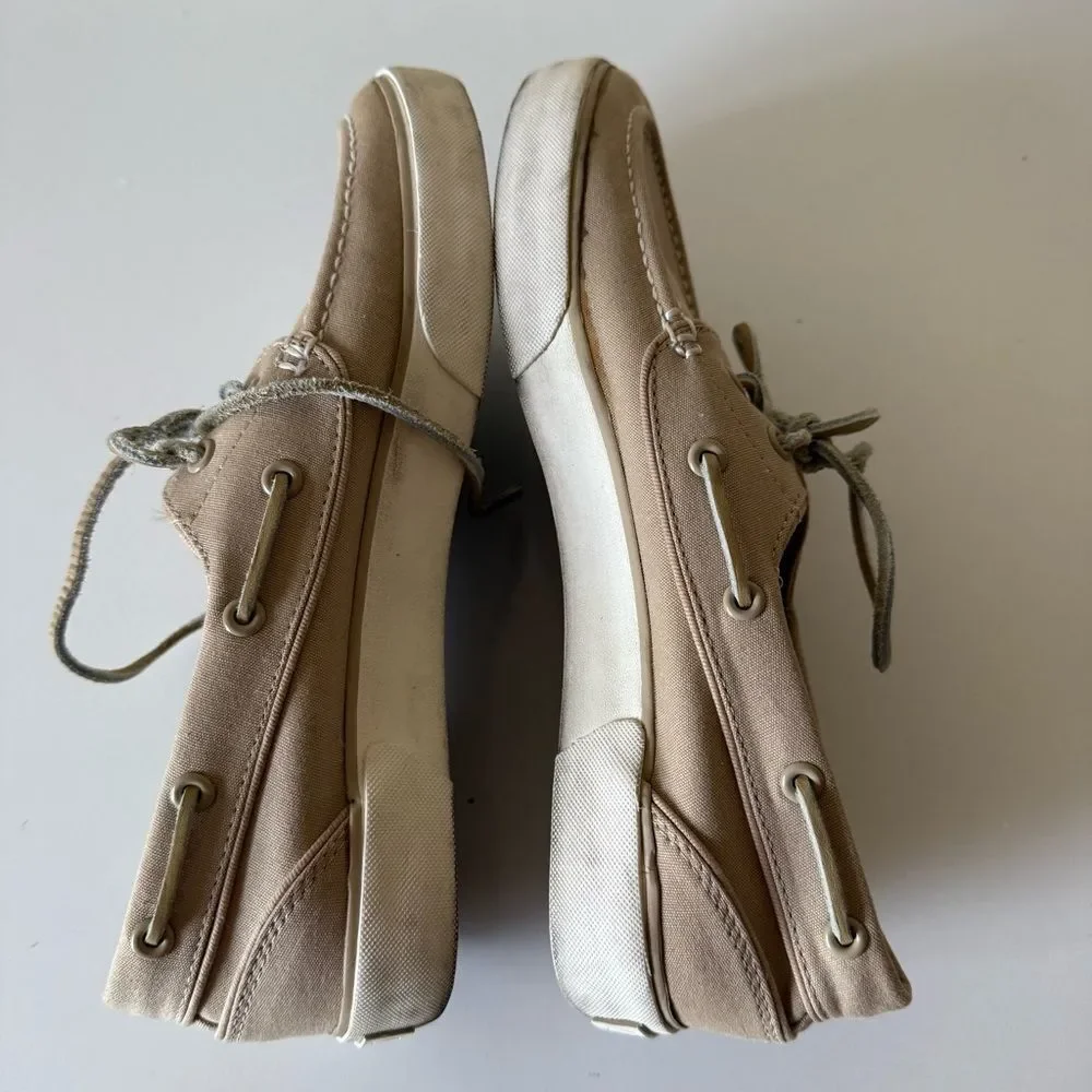 Polo Ralph Lauren Lander P Boat Shoes Mens Canvas Casual Gray Preppy Beach 8.5